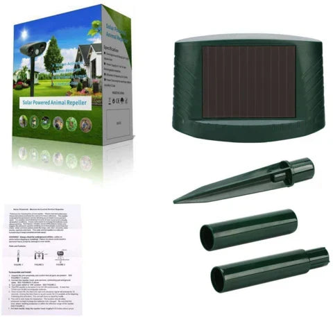 Solární ultrazvukový odpuzovač jelenů FloraShield — aktivace 2,5sekundového pulzu