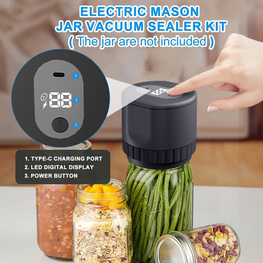 FreshLock Cordless Mason Jar Vacuum Sealer Kit, Rechargeable - Desfino