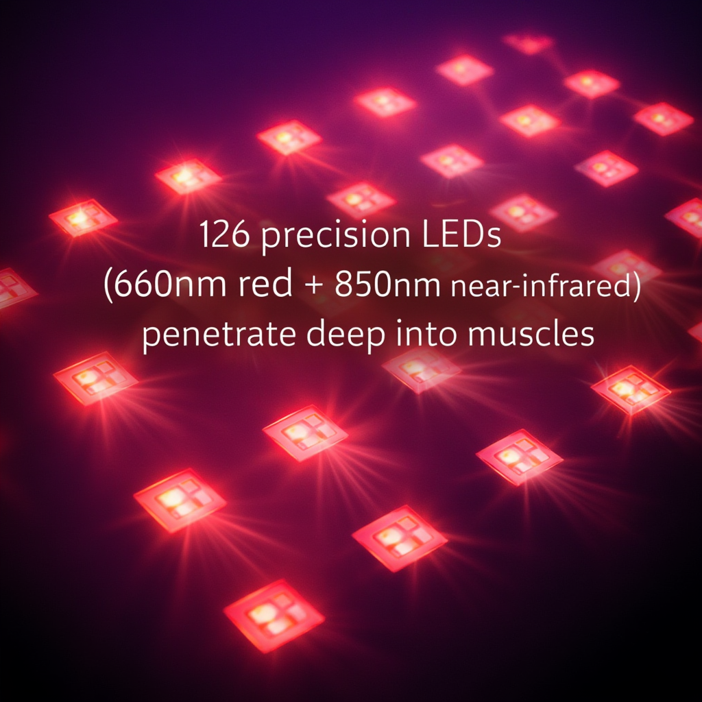 Centură fără fir pentru terapia cu lumină roșie — 126 de LED-uri, 660nm și 850nm - Desfino