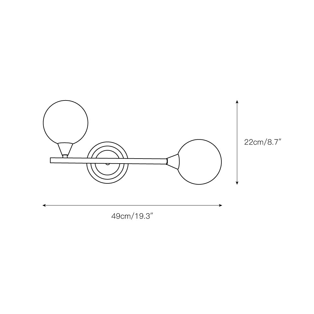 Holten Brass Armed Sconce — Two White Glass Globes