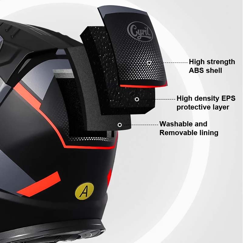 Casque de moto modulable — DOT & ECE, double visière, doublure lavable - Desfino