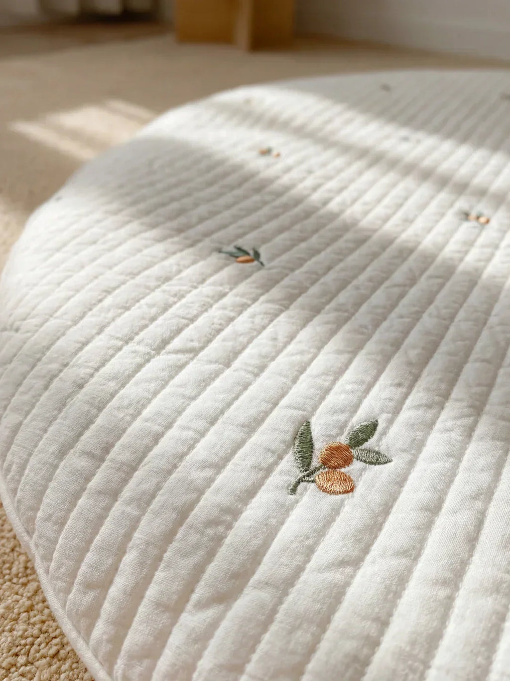 Circular Quilted Cotton Baby Play Mat — Dense Floor Cushion