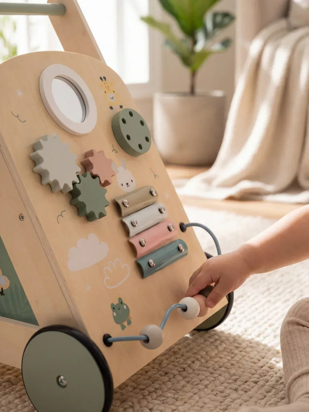 Compact Wooden Baby Walker — Minimalist Nordic Styling