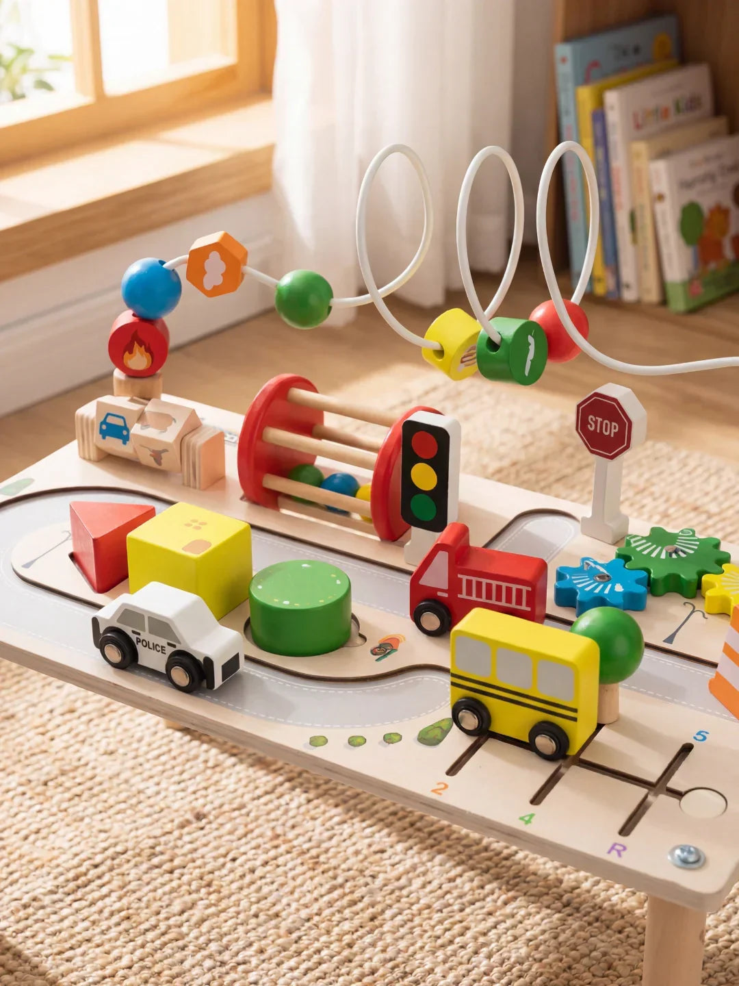 Reversible Wooden Activity Table – Road Circuit Layout