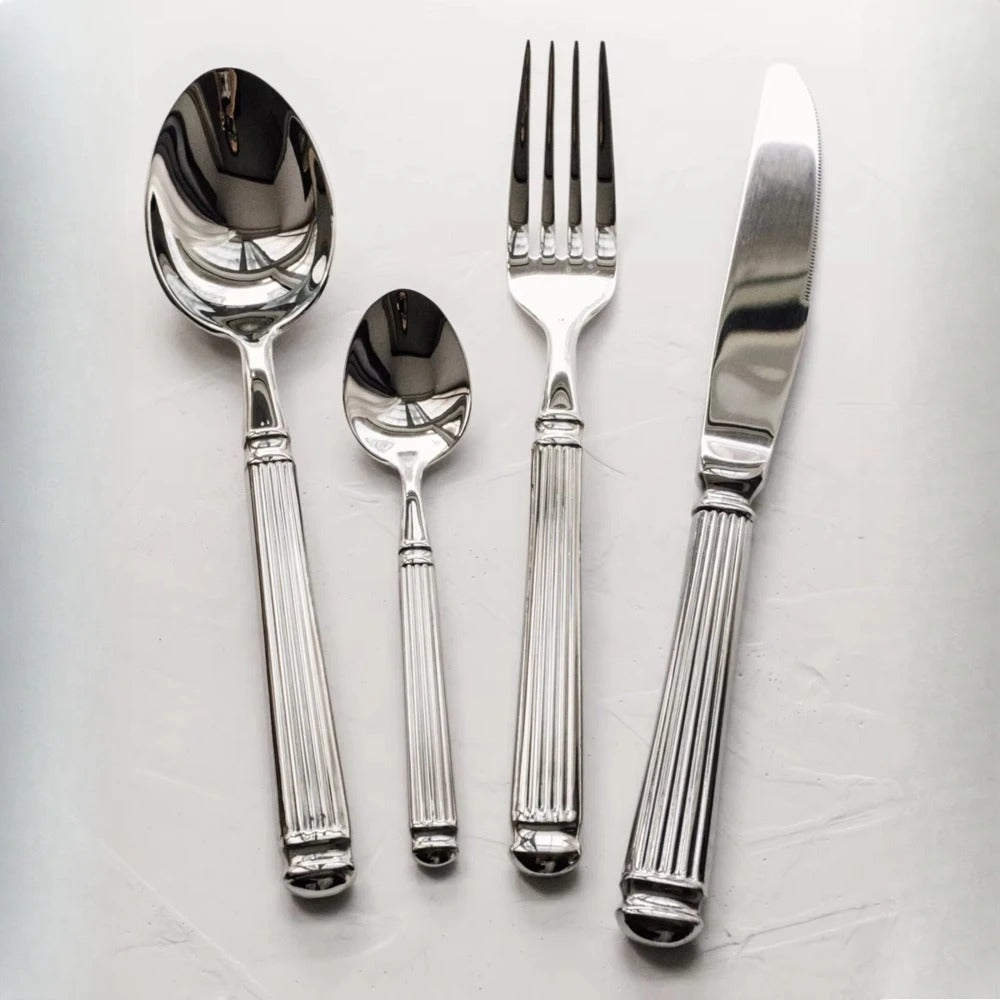 Bellemont Roman Flatware Set — Heavyweight, Classical Pillar Design - Desfino