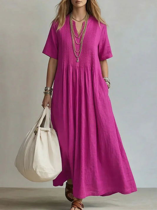 Dina – Robe Plissée Fluide & Élégante