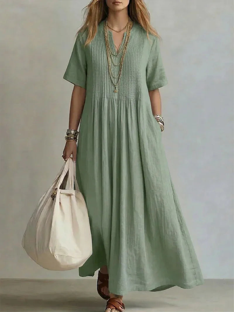 Dina – Robe Plissée Fluide & Élégante