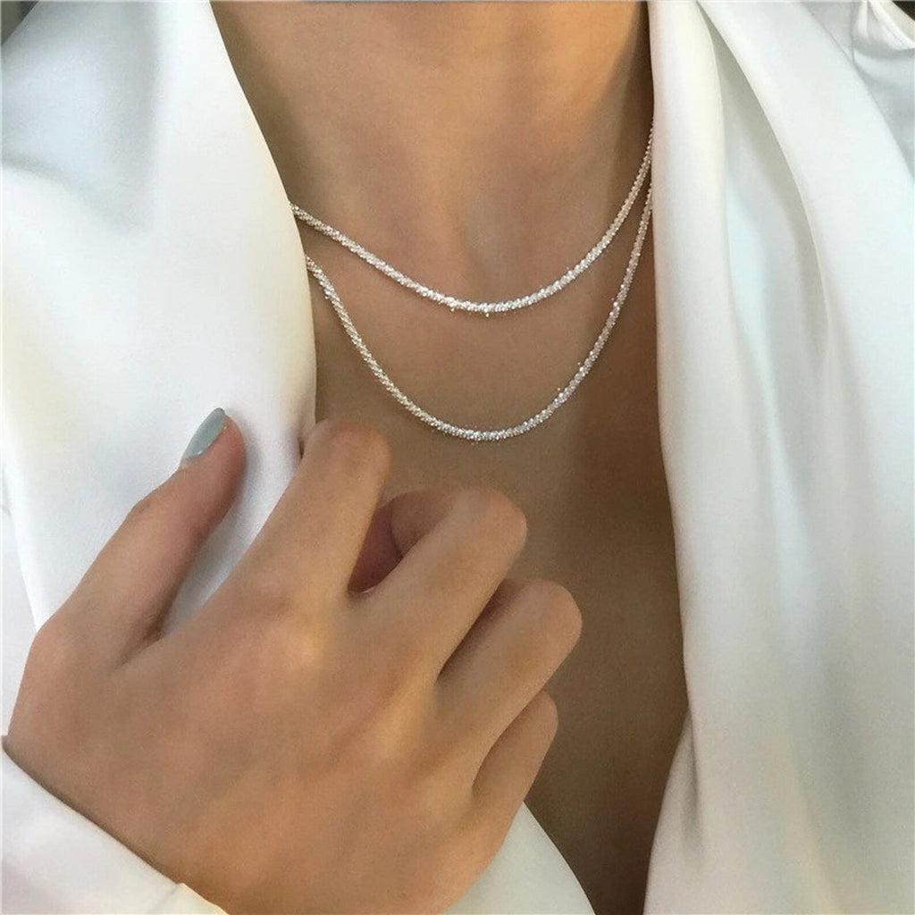 Lunara Silbernes Sternenlicht-Halsketten-Set — Zweiteiliges Sterlingsilber - Desfino