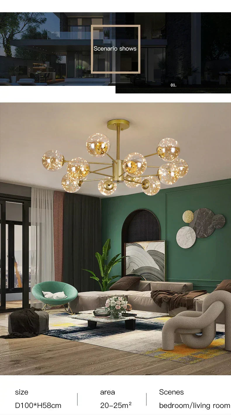 NobleLuminance lysekule i glass - skulpturell globuslampe - Desfino