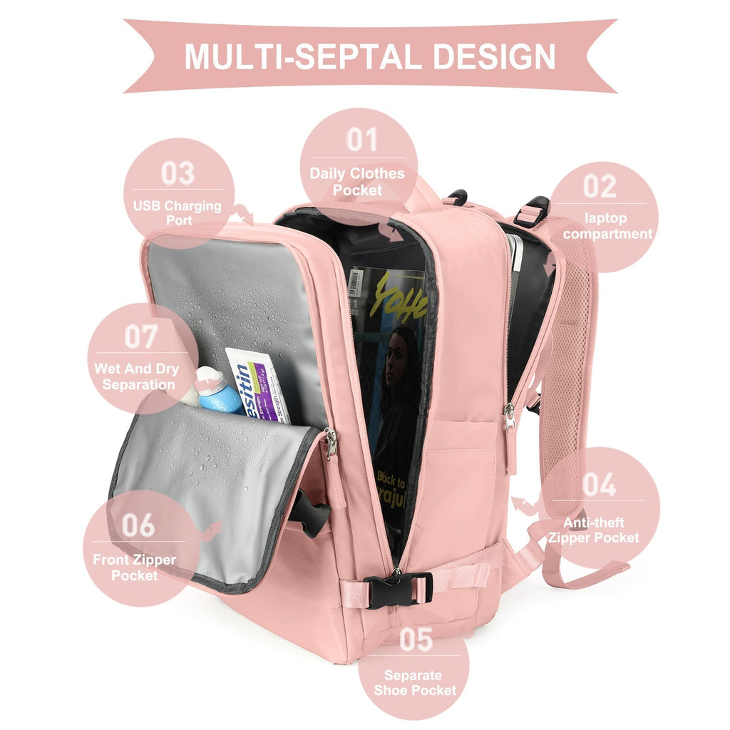 Solara Glide 45 L udvidelig smart rejserygsæk — Unisex-håndbagage - Desfino