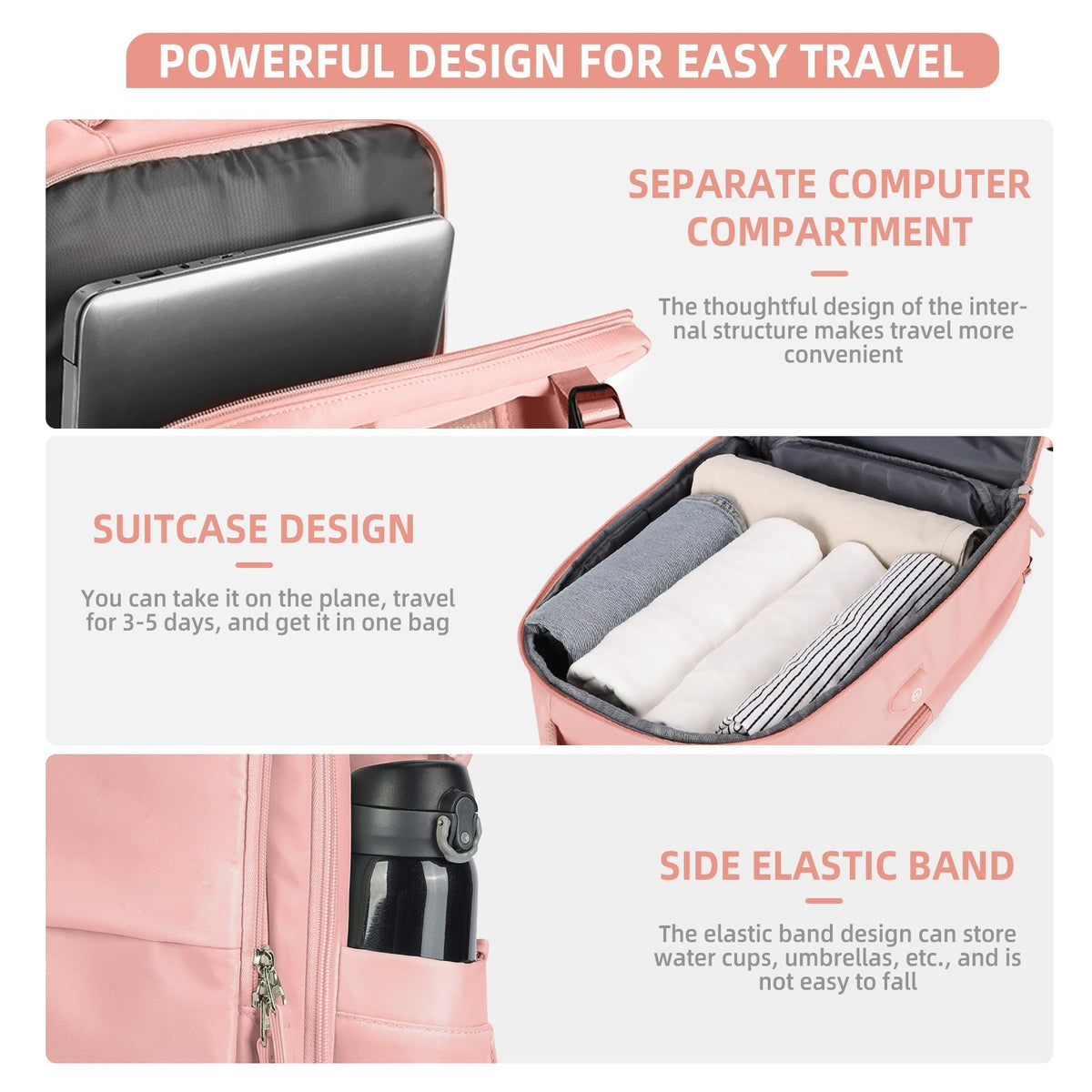 Solara Glide 45 L udvidelig smart rejserygsæk — Unisex-håndbagage - Desfino