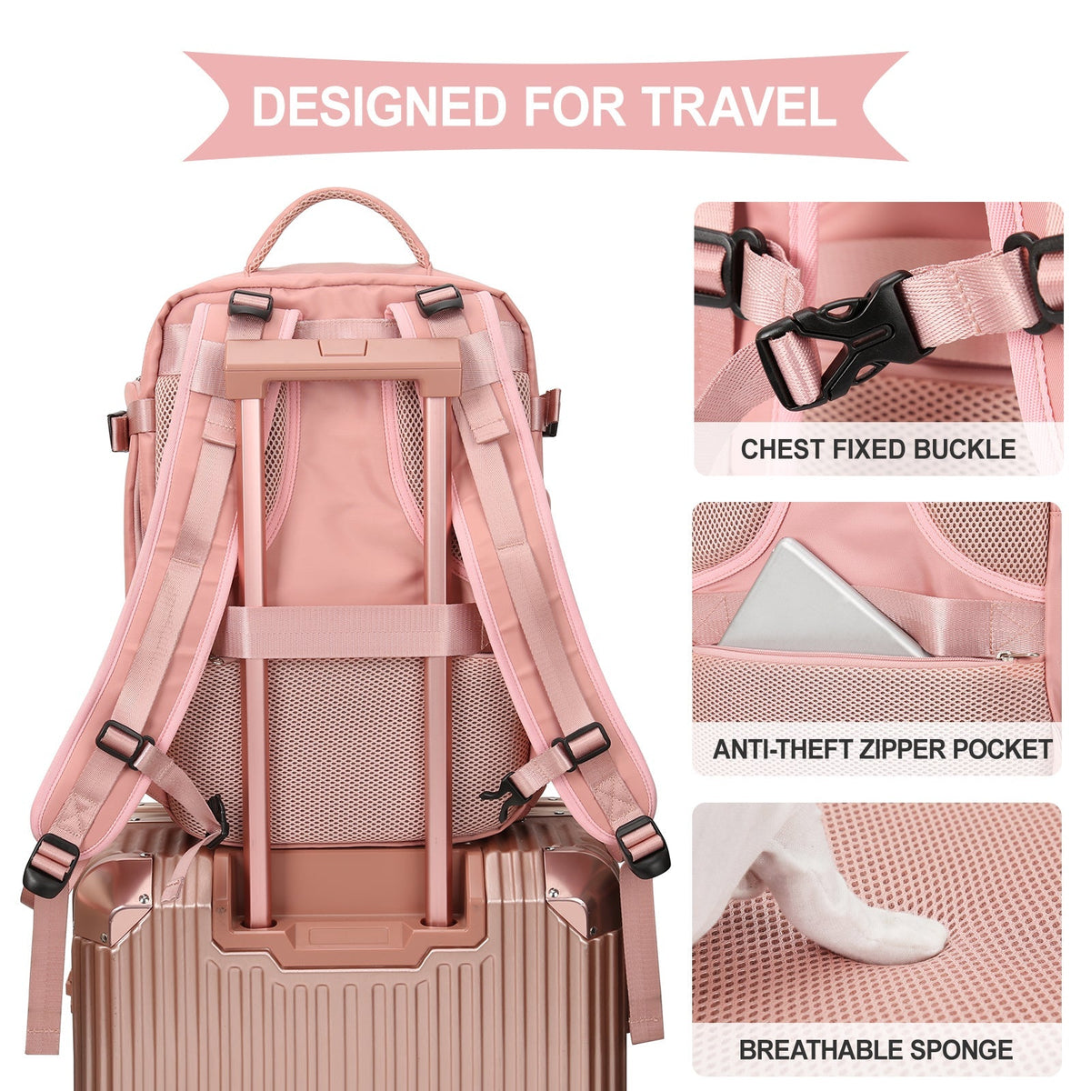 Solara Glide 45 L udvidelig smart rejserygsæk — Unisex-håndbagage - Desfino