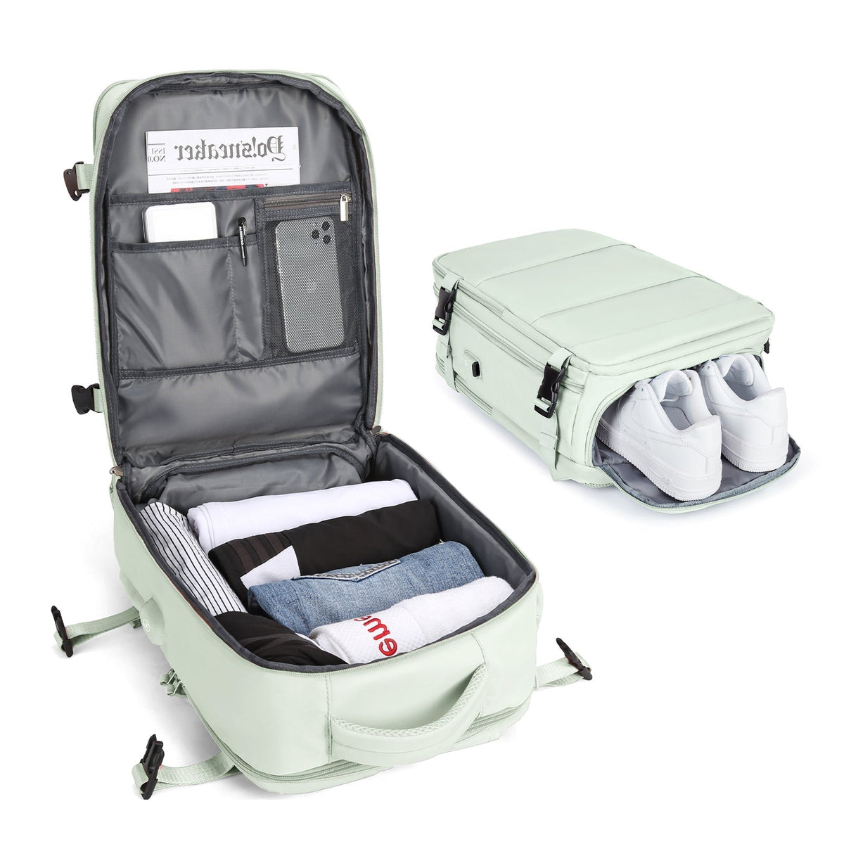 Solara Glide 45 L udvidelig smart rejserygsæk — Unisex-håndbagage - Desfino