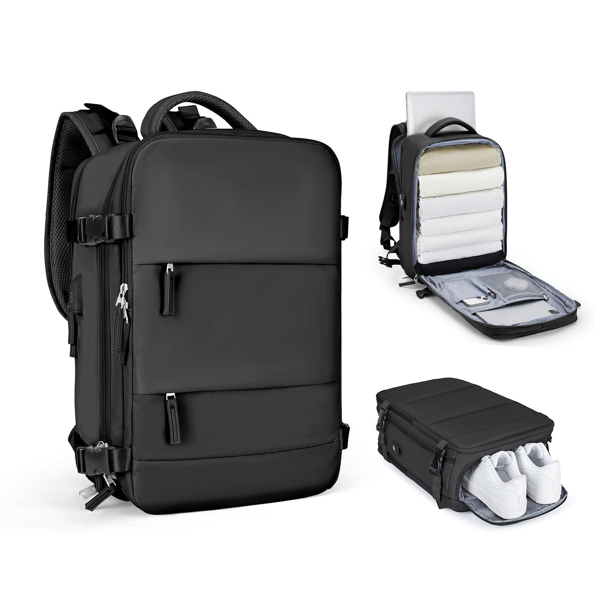 Solara Glide 45 L udvidelig smart rejserygsæk — Unisex-håndbagage - Desfino