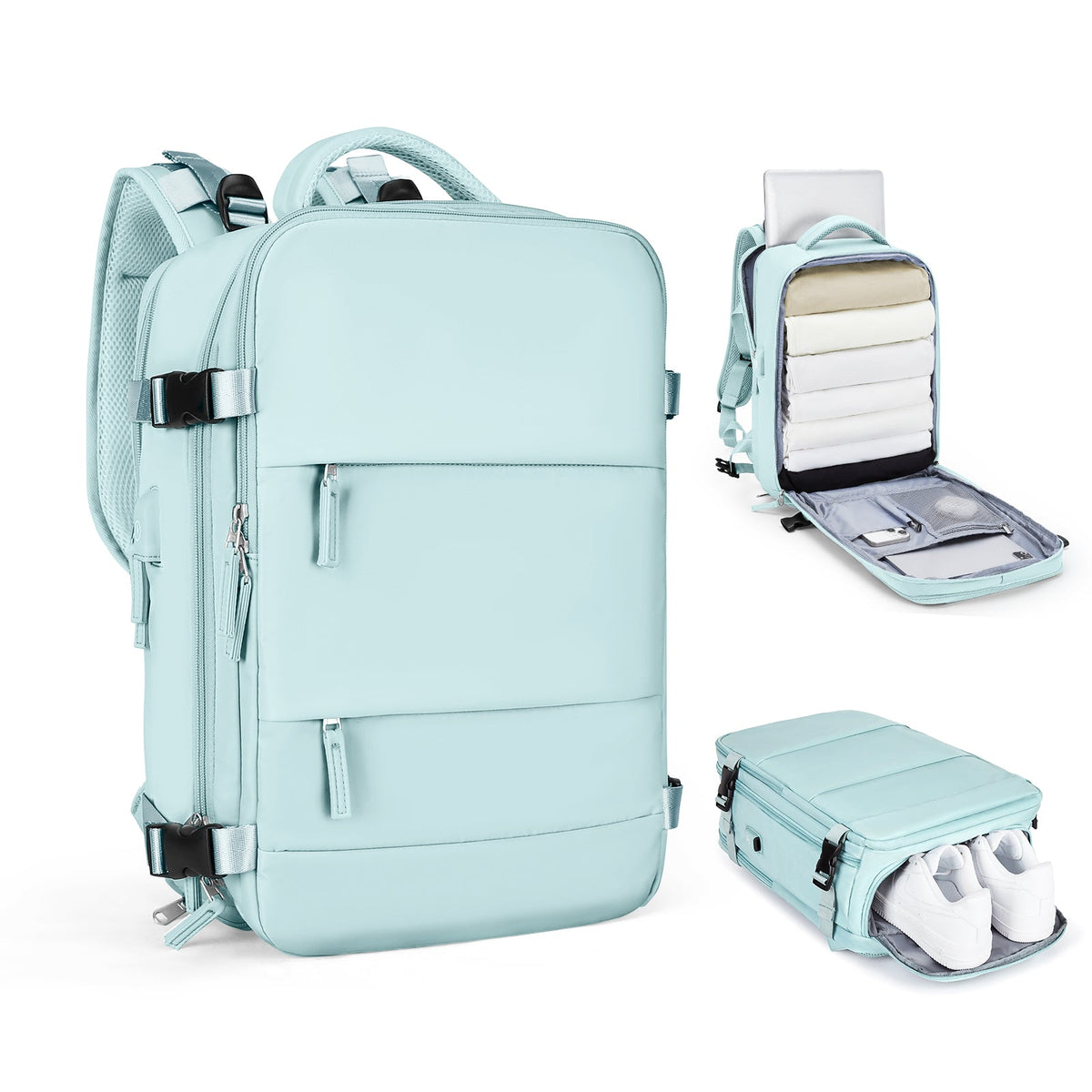 Solara Glide 45 L udvidelig smart rejserygsæk — Unisex-håndbagage - Desfino