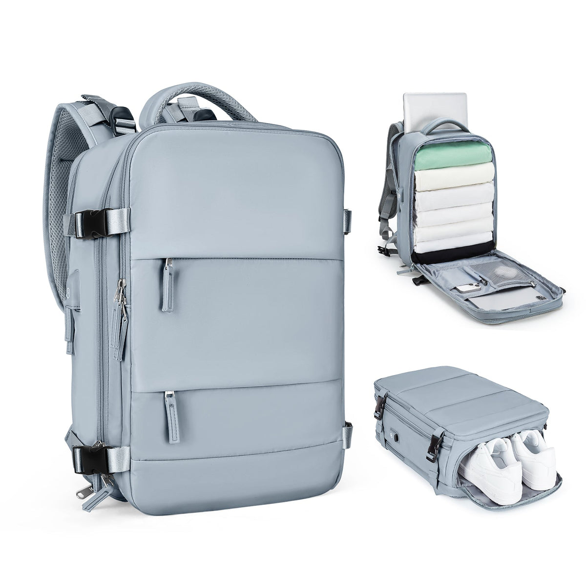 Solara Glide 45 L udvidelig smart rejserygsæk — Unisex-håndbagage - Desfino
