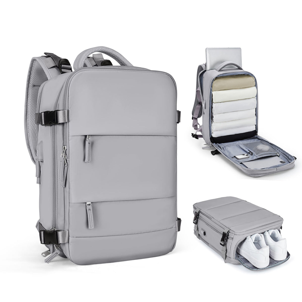 Solara Glide 45 L udvidelig smart rejserygsæk — Unisex-håndbagage - Desfino