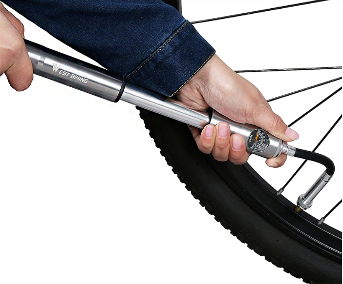 Mini pompka rowerowa VeloMate — aluminiowa, ukryty wężyk, uchwyt montażowy - Desfino