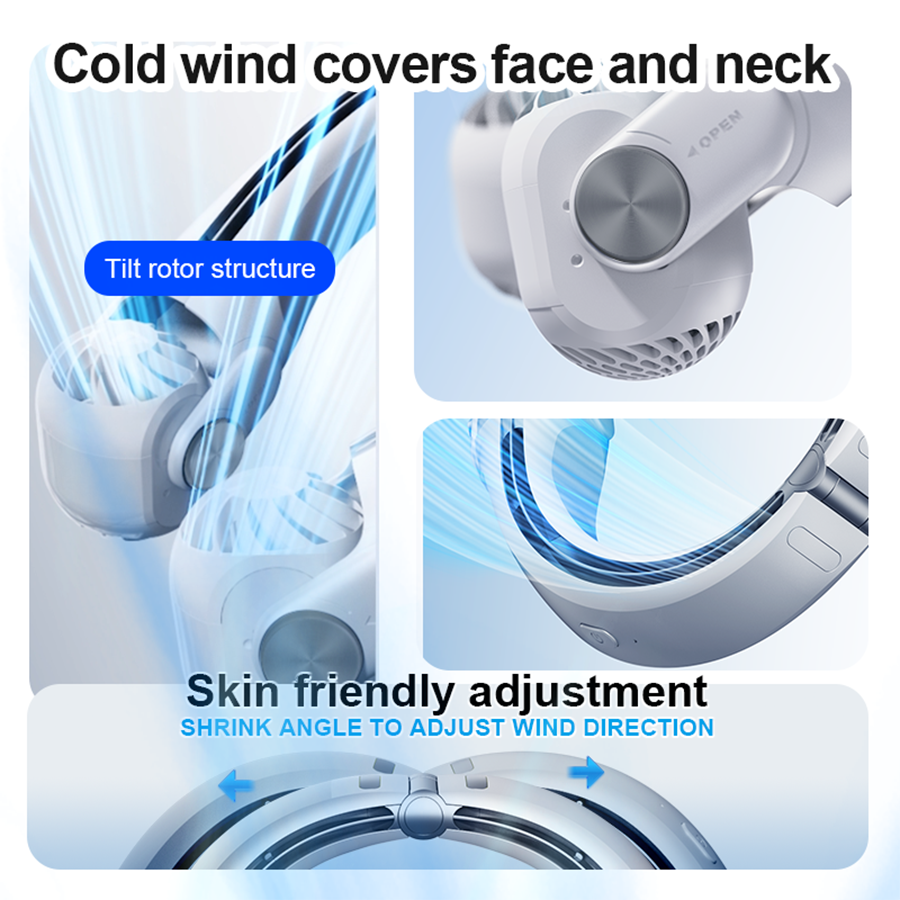 CirrusWave Portable Neck Fan — 45° Adjustable Angles, Hands-Free - Desfino
