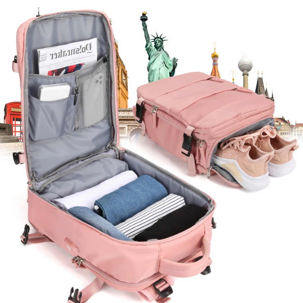 Solara Glide 45 L udvidelig smart rejserygsæk — Unisex-håndbagage - Desfino