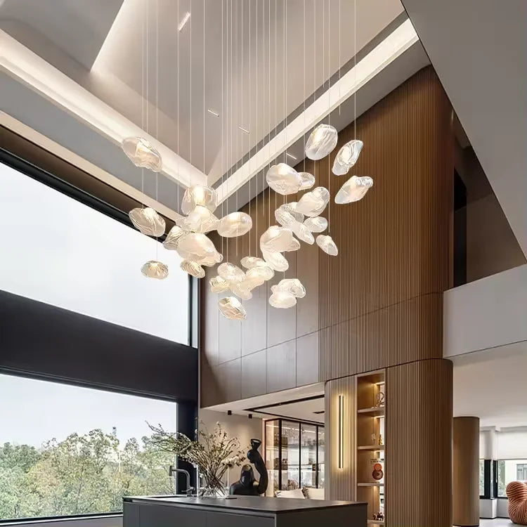 Πολυέλαιος από γυαλί Aurora Cascade - Φωτιστικό LED με πλαίσιο αλουμινίου - Desfino