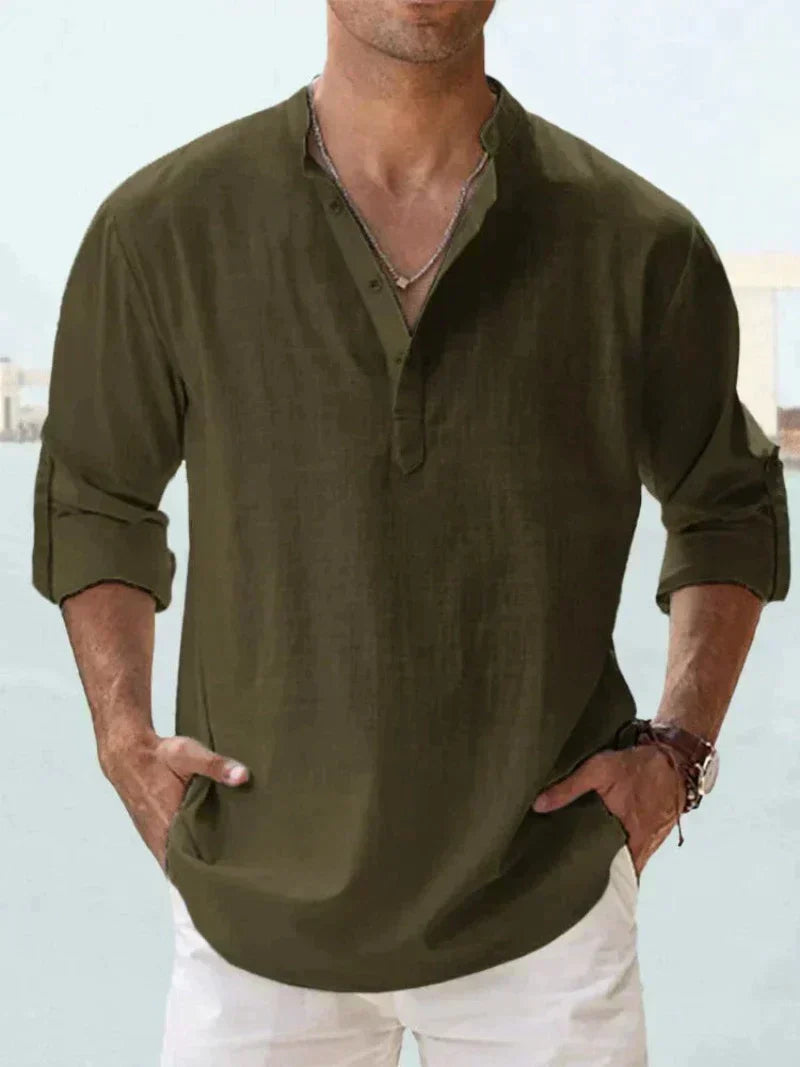 Chemise en lin Erick pour hommes — Chemise légère boutonnée pour l'été - Desfino
