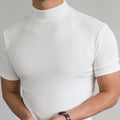 Camiseta de cuello alto simulado para hombre — Corte entallado, manga corta - Desfino