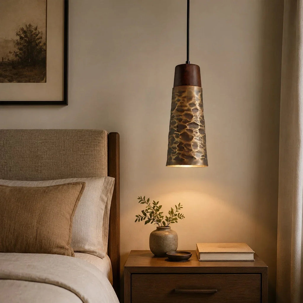 Industrial Hammered Copper Pendant Light