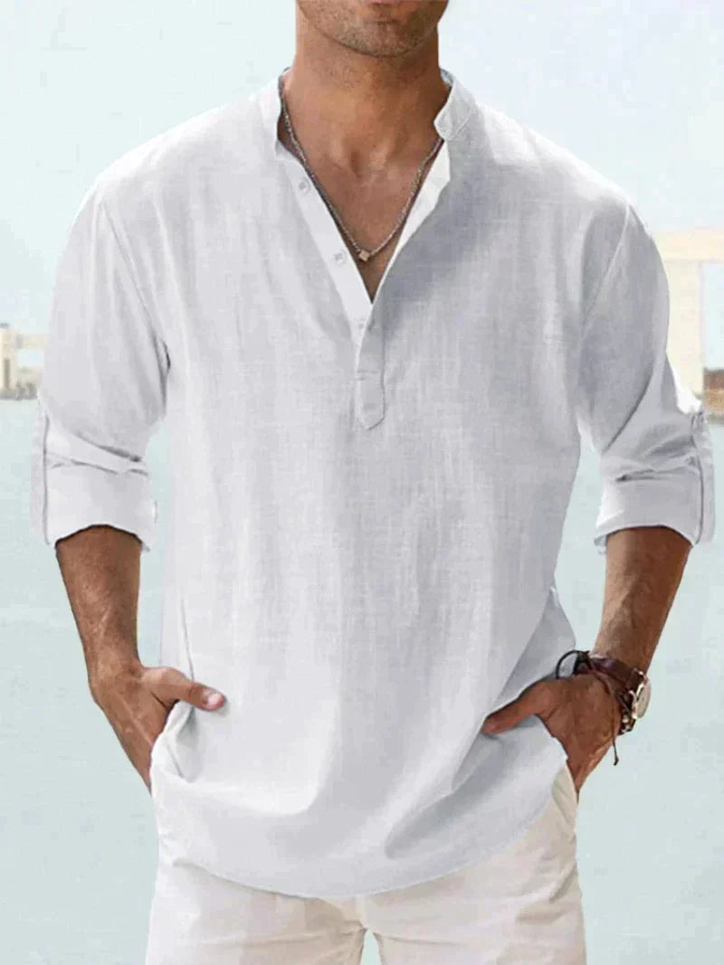 Chemise en lin Erick pour hommes — Chemise légère boutonnée pour l'été - Desfino