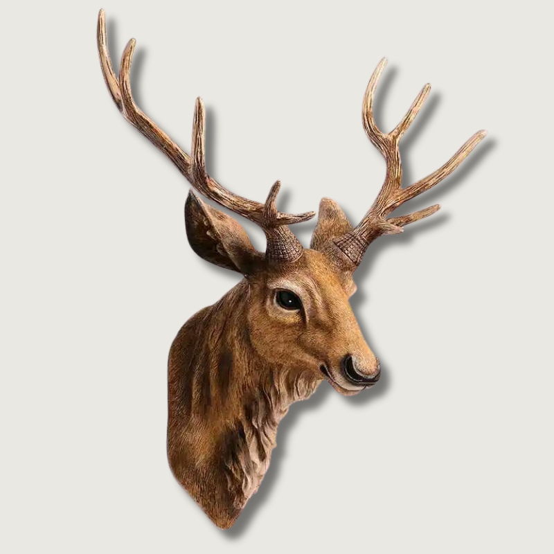 Décoration murale tête de cerf factice Thornridge — Style rustique, 40 x 45 cm - Desfino