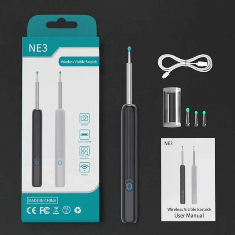 Kit de remoção de cera dos ouvidos Auracle Pro — Câmara HD de 1080p, LEDs - Desfino
