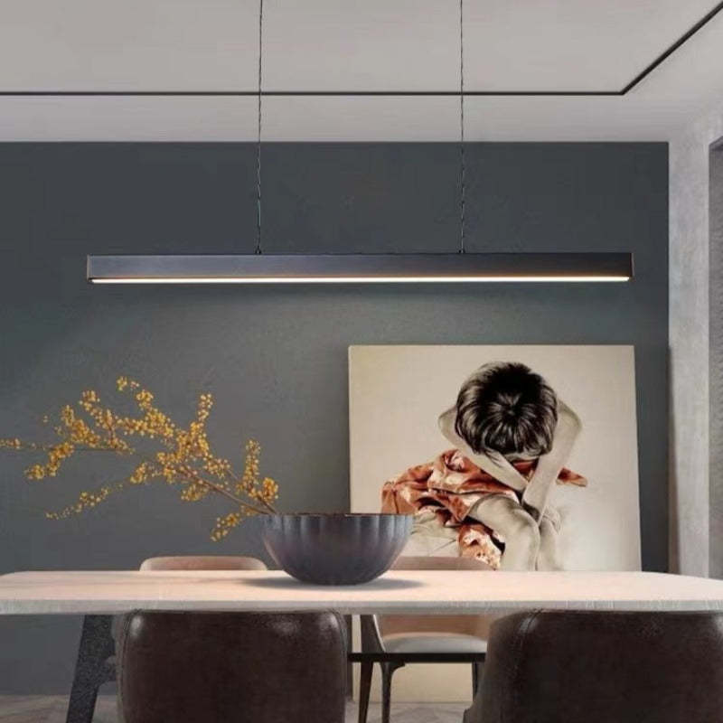 Lampă LED liniară Nexis — metal negru/maro, abajur acrilic reglabil - Desfino