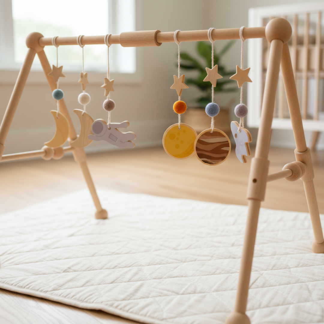 Sturdy Wooden Baby Play Arch — Sensory Toy Gym