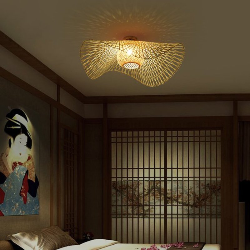 Lámpara colgante de ratán de estilo japonés bohemio Nokari — Luz cálida - Desfino