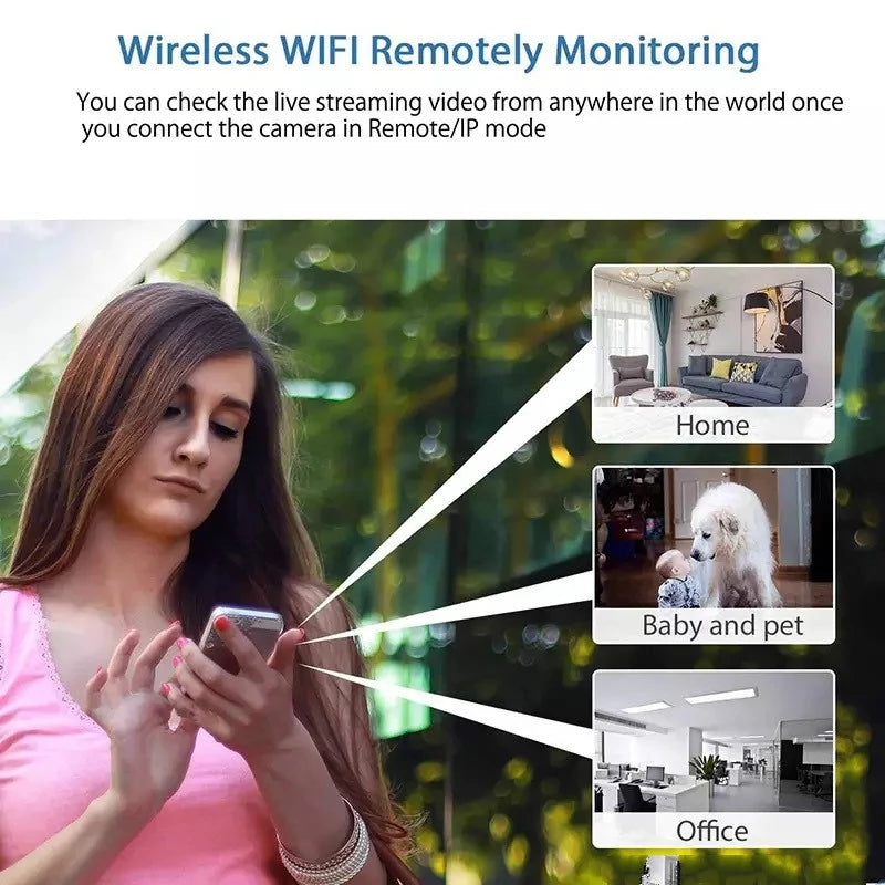 Telecamera spia wireless nascosta AeriCam Mini — video 1080p, avviso di movimento Wi-Fi