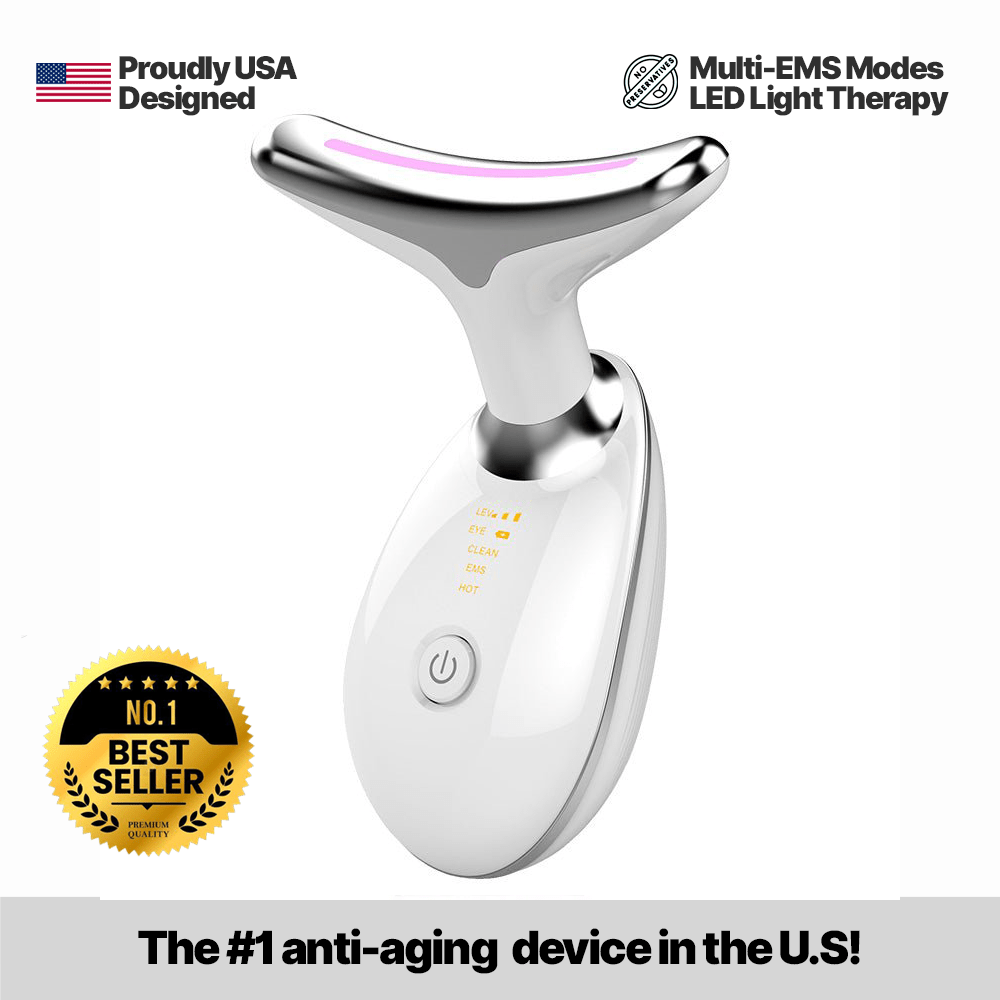 EMS Red Light Face & Neck Massager — Heat, Ion Care, Vibration - Desfino