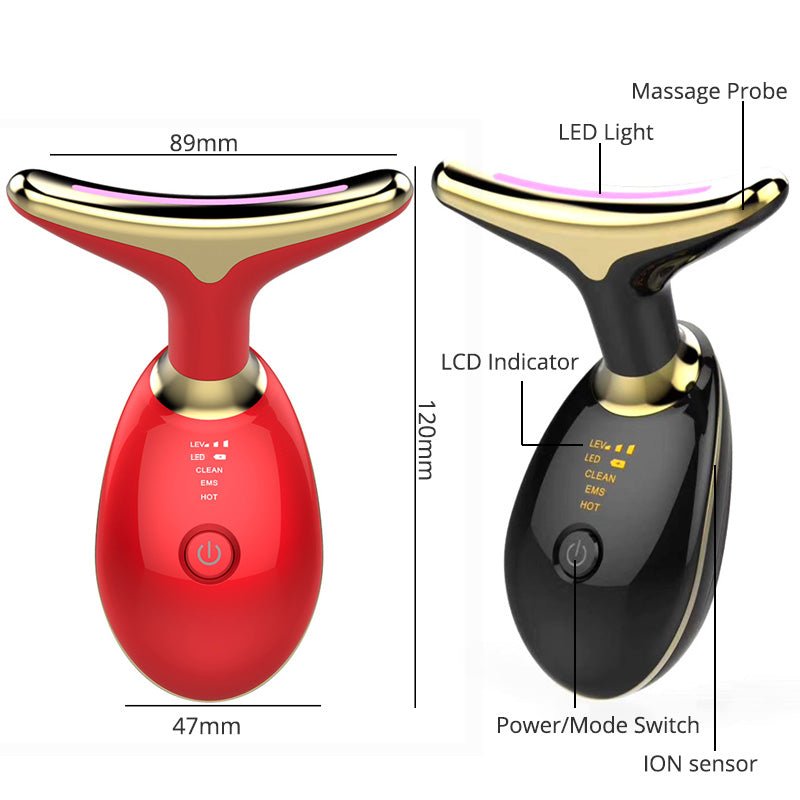 EMS Red Light Face & Neck Massager — Heat, Ion Care, Vibration - Desfino