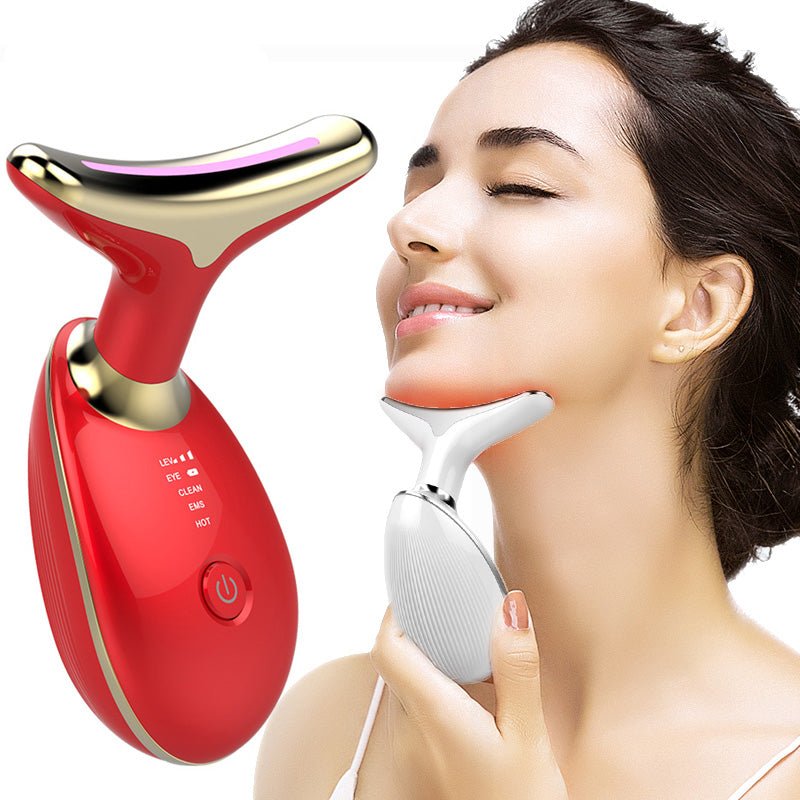 EMS Red Light Face & Neck Massager — Heat, Ion Care, Vibration - Desfino