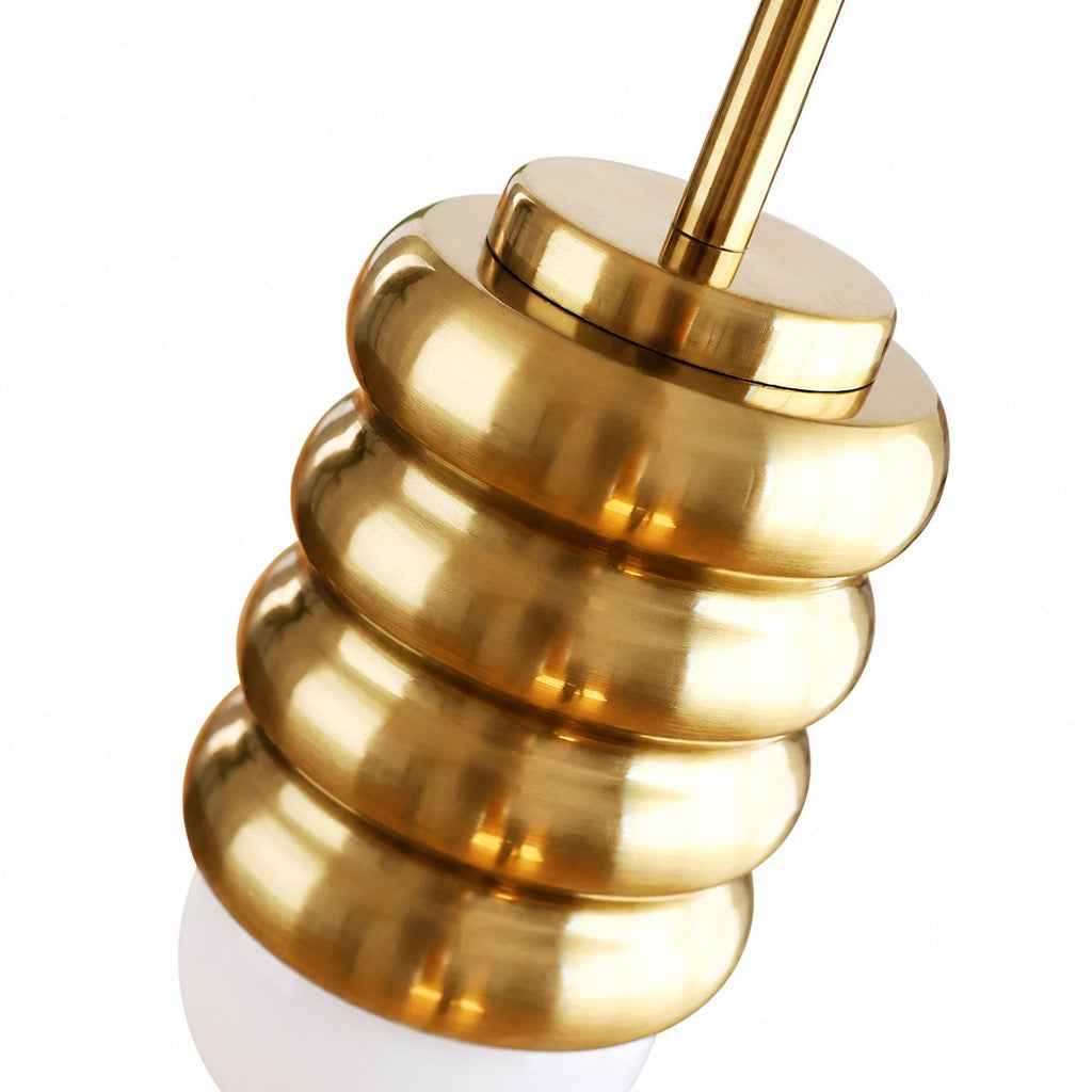 Iron Ribbed Shade Pendant Lamp — Cream Ceiling Light, Slim Stem