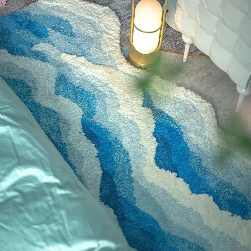 Marisyl getuft oceaangolventapijt — antislip decoratief vloerkleed - Desfino