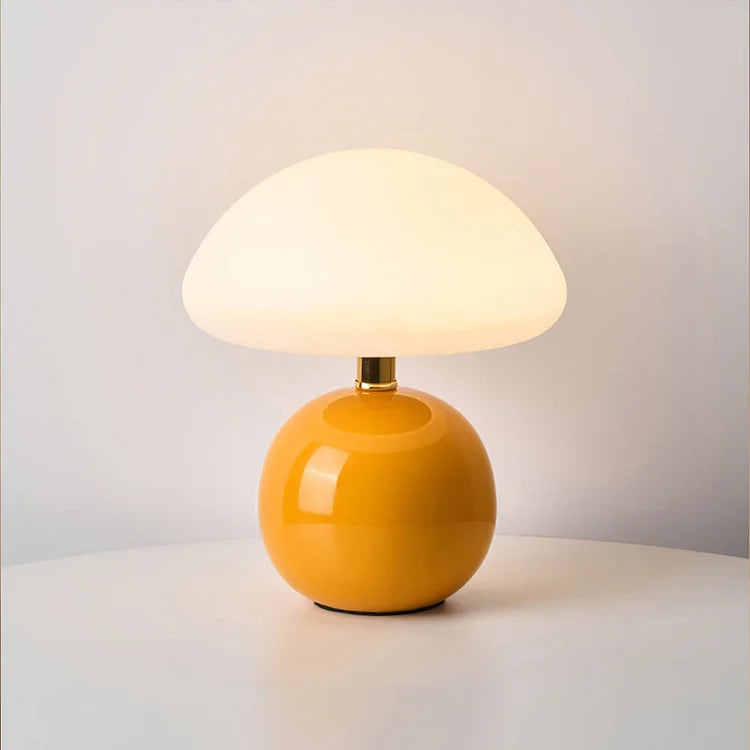Bellemuse-ranskalainen kermansävyinen sienipöytävalaisin — vintage-Bauhaus-tyyli - Desfino