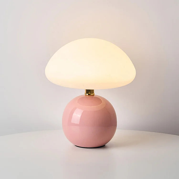 Bellemuse-ranskalainen kermansävyinen sienipöytävalaisin — vintage-Bauhaus-tyyli - Desfino