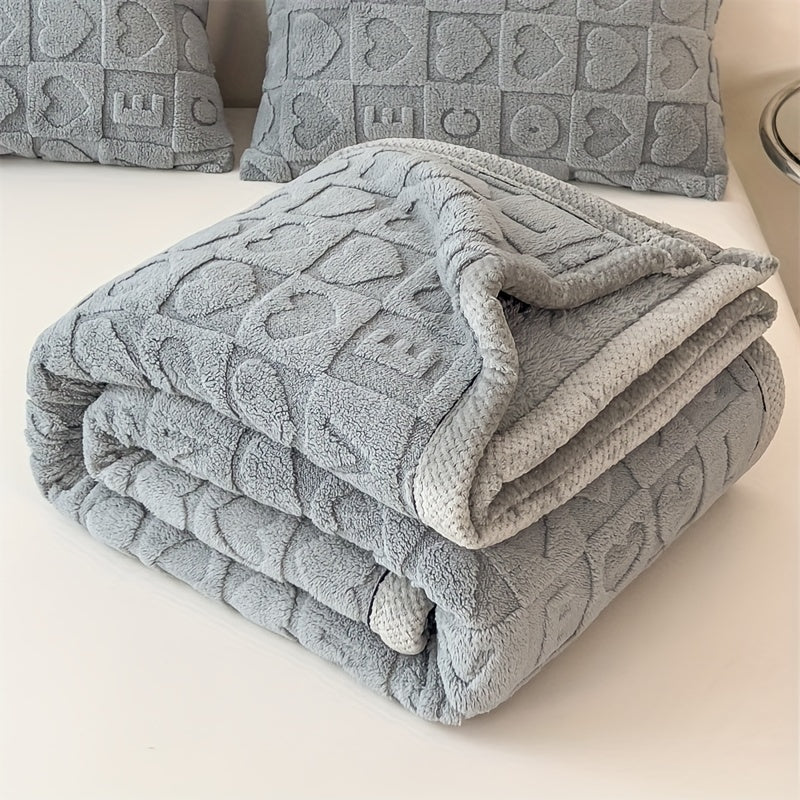 Κουβέρτα fleece SnugLoom — Σχέδιο με καρδιές και γράμματα διπλής όψης - Desfino