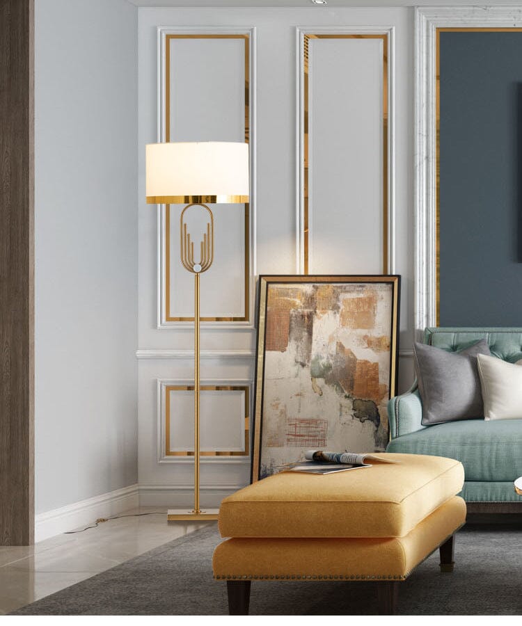 Stojací lampa Aurelia ve stylu art deco - zlaté provedení, 165 cm - Desfino
