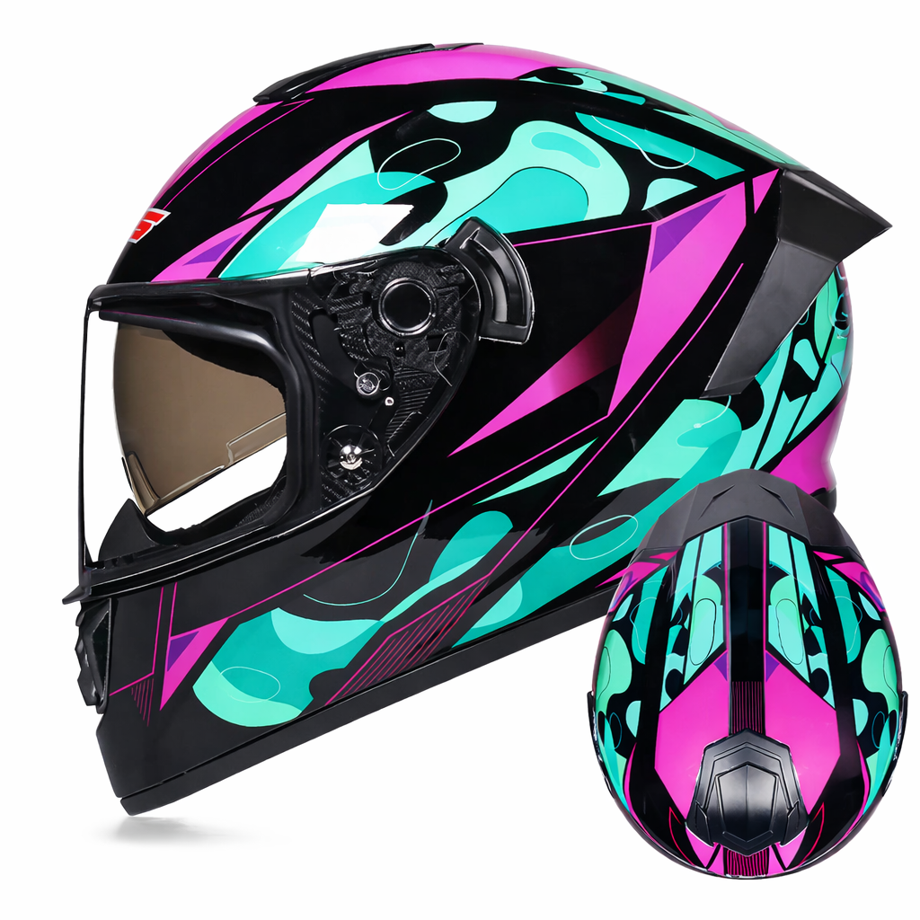 Casque de moto intégral LVS-701 — chaleur hivernale, double visière - Desfino