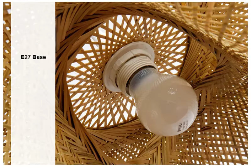 Suspension LED KoruBend — Luminaire moderne rustique en bambou - Desfino