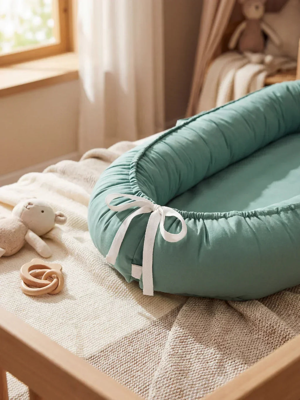 Soft Cotton Baby Sleep Nest — Cozy Contoured Design