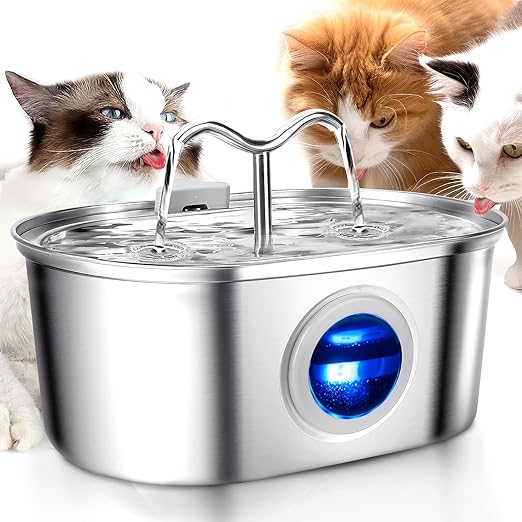 Onder 20 dB roestvrijstalen drinkfontein van 2 liter voor huisdieren — continue waterstroom - Desfino
