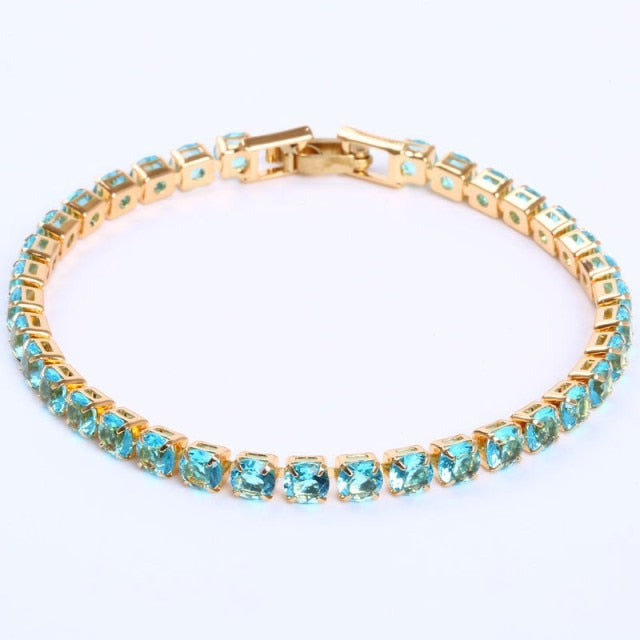 AstraLuxe Chain Tennis Bracelet — Geometric Link Pattern, Zirconia Accents