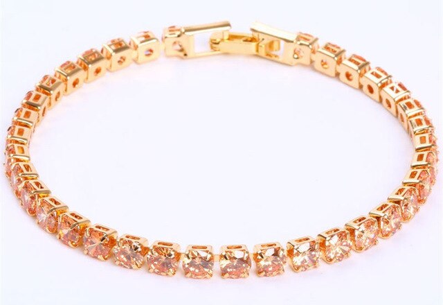 AstraLuxe Chain Tennis Bracelet — Geometric Link Pattern, Zirconia Accents